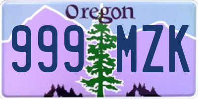 OR license plate 999MZK