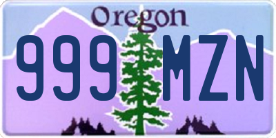 OR license plate 999MZN