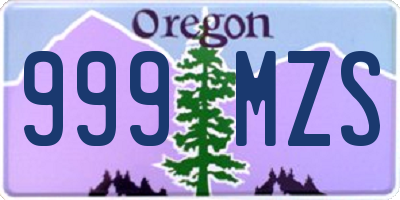 OR license plate 999MZS