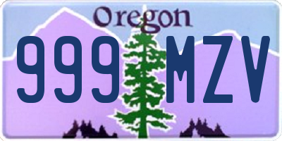 OR license plate 999MZV