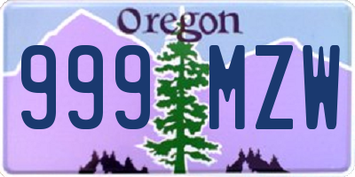 OR license plate 999MZW