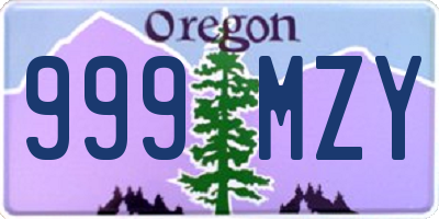 OR license plate 999MZY