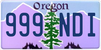 OR license plate 999NDI