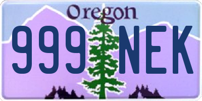 OR license plate 999NEK