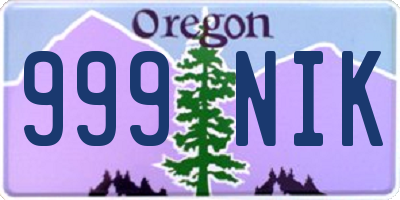 OR license plate 999NIK