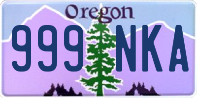 OR license plate 999NKA