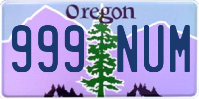 OR license plate 999NUM