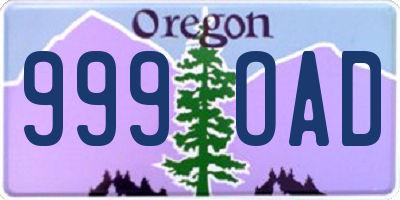 OR license plate 999OAD