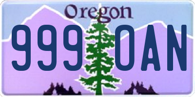 OR license plate 999OAN