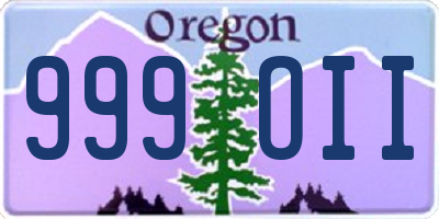 OR license plate 999OII