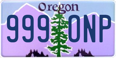 OR license plate 999ONP