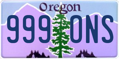 OR license plate 999ONS