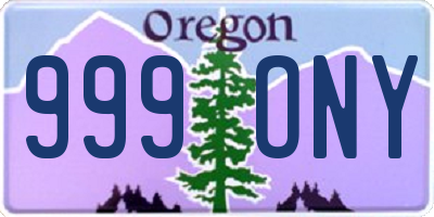 OR license plate 999ONY