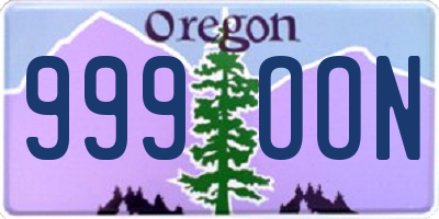 OR license plate 999OON