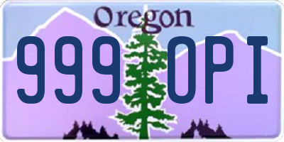 OR license plate 999OPI