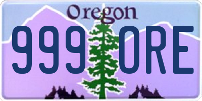 OR license plate 999ORE