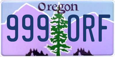 OR license plate 999ORF