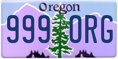 OR license plate 999ORG