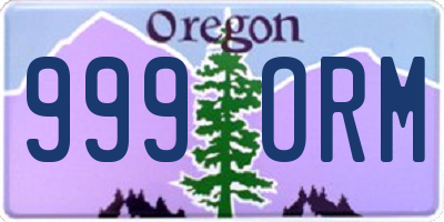 OR license plate 999ORM