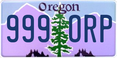 OR license plate 999ORP