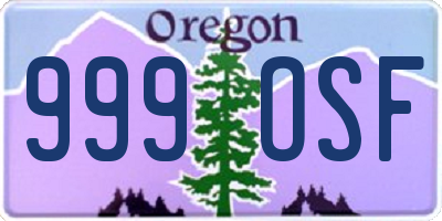 OR license plate 999OSF