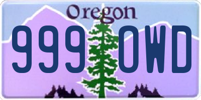 OR license plate 999OWD