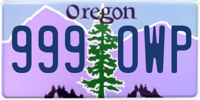 OR license plate 999OWP