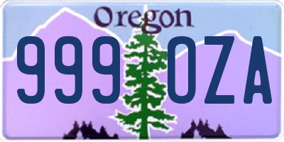 OR license plate 999OZA