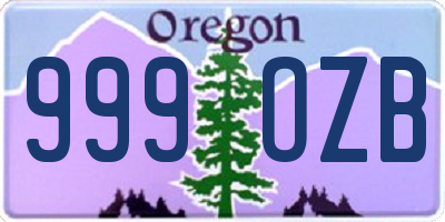 OR license plate 999OZB