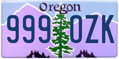 OR license plate 999OZK