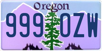 OR license plate 999OZW