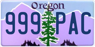 OR license plate 999PAC