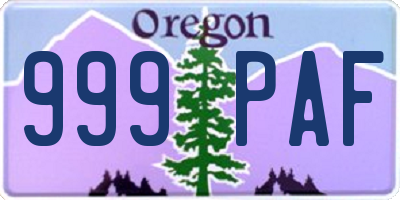 OR license plate 999PAF