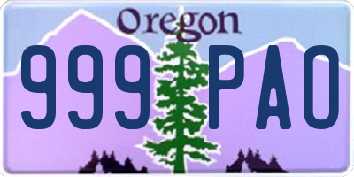 OR license plate 999PAO