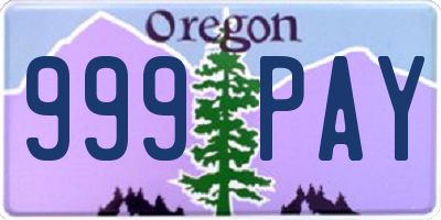 OR license plate 999PAY