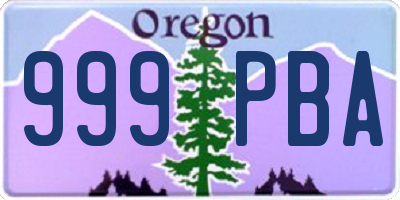 OR license plate 999PBA