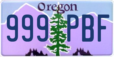 OR license plate 999PBF