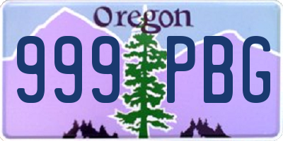 OR license plate 999PBG