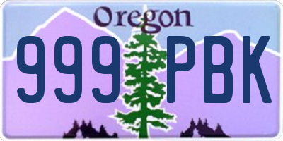 OR license plate 999PBK