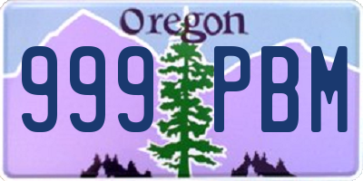 OR license plate 999PBM