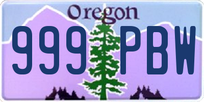 OR license plate 999PBW