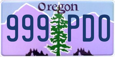 OR license plate 999PDO