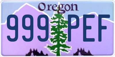 OR license plate 999PEF