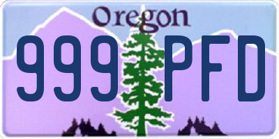 OR license plate 999PFD