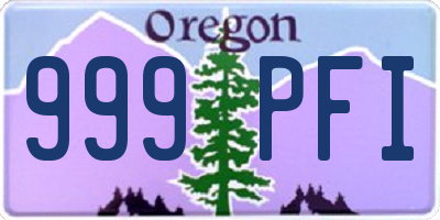 OR license plate 999PFI