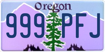 OR license plate 999PFJ