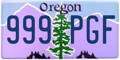 OR license plate 999PGF
