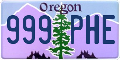 OR license plate 999PHE