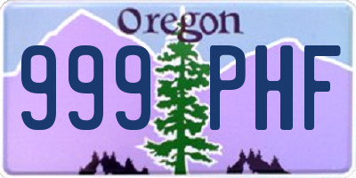 OR license plate 999PHF
