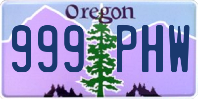OR license plate 999PHW